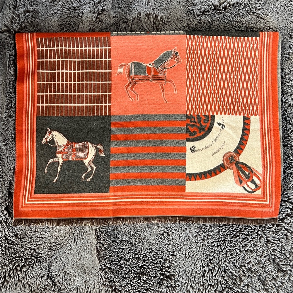 Equestrian Patterned Scarf/Throw - Picture 3 of 7